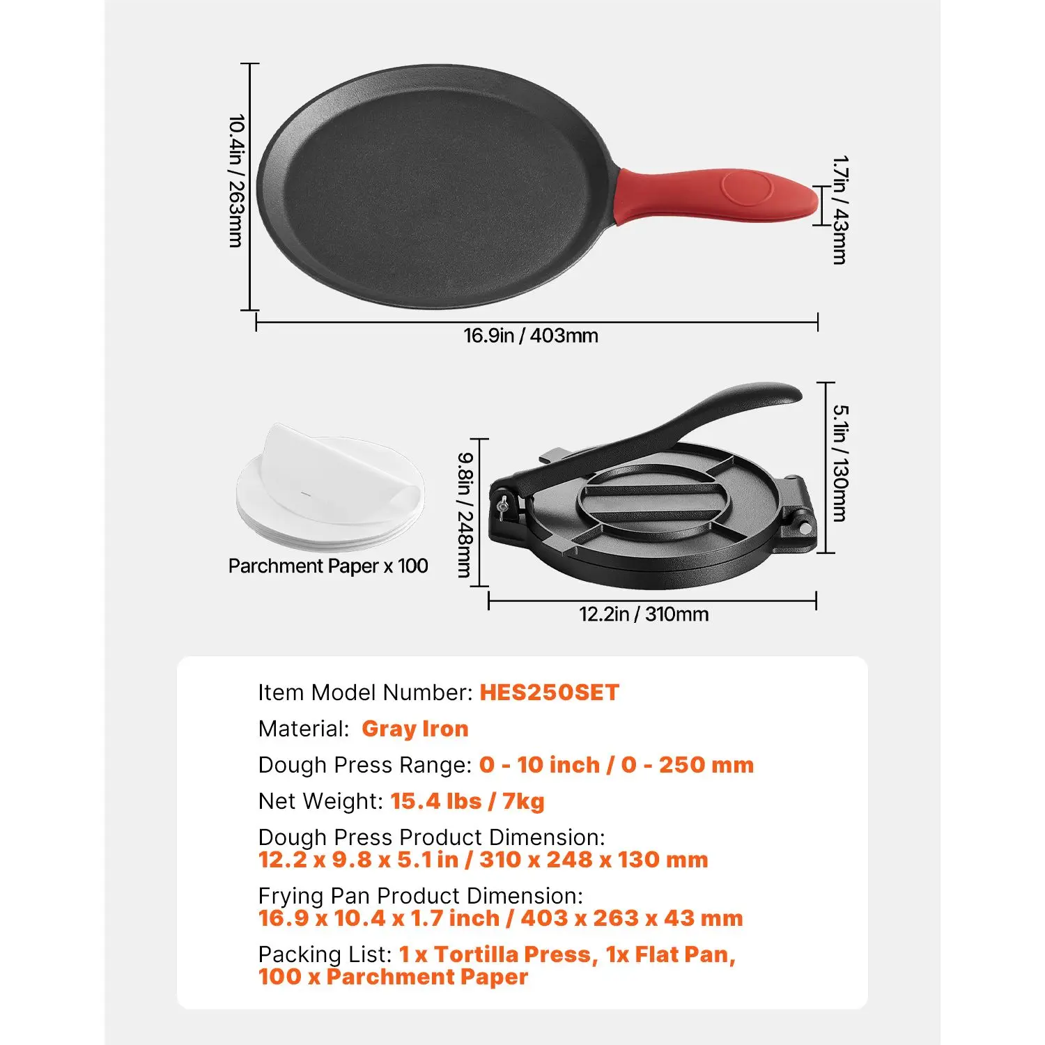 Tortilla Press Cast - Alat Press Tortilla, Pembuat Tortilla dan