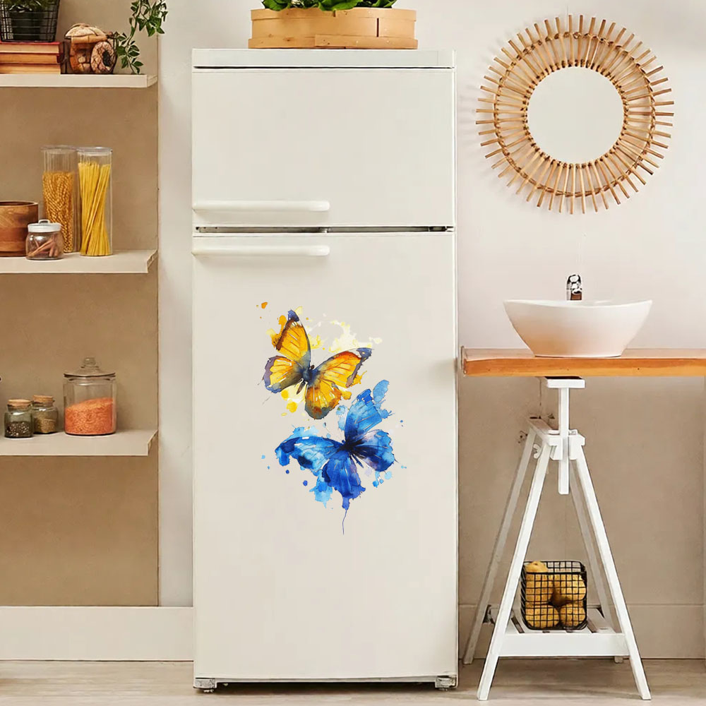 Stiker Kulkas Kupu-kupu Biru & - Kitchen Appliances Yellow ulasan dan harga